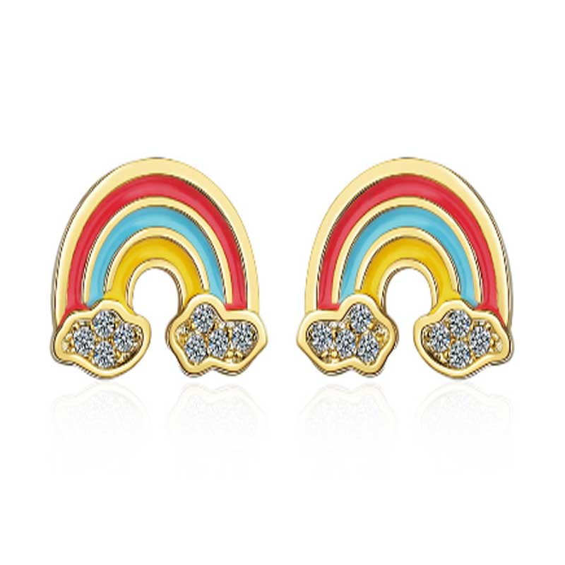 Silver & Rainbow Crystal Huggie Hoop Earrings | jewellerybox